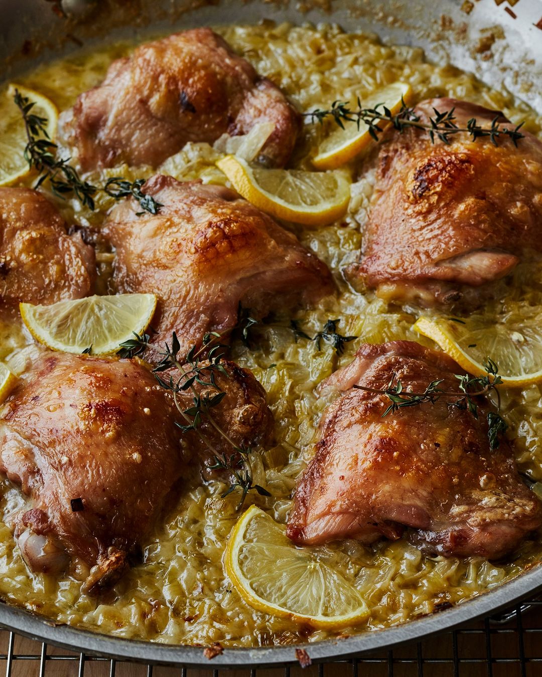 Crispy Chicken Thighs in Lemony Cream Sauce