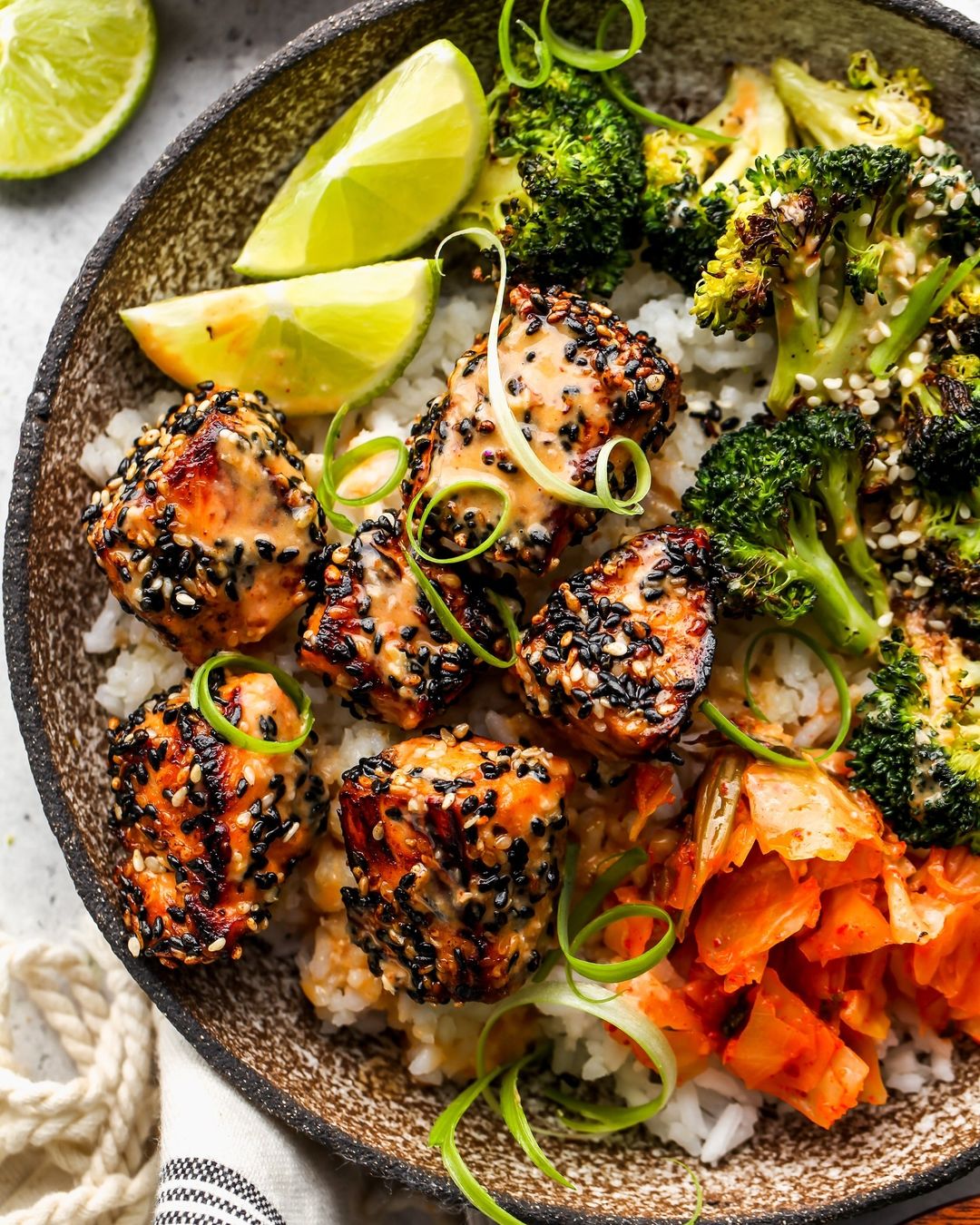 Sesame-Crusted Salmon Bowls with Miso-Ginger Sauce