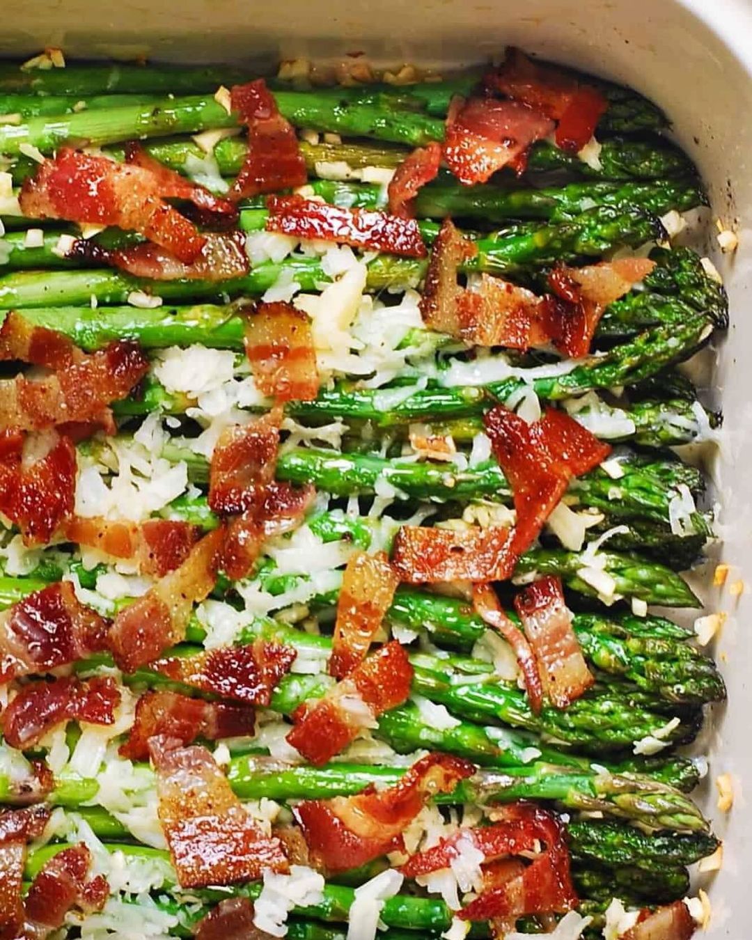 Oven-Roasted Asparagus with Bacon, Garlic, and Parmesan Cheese