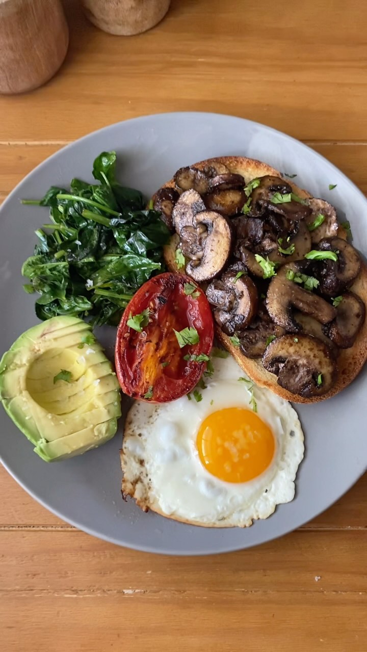 Savory Breakfast Toast with Garlic Butter Mushrooms and Fried Egg