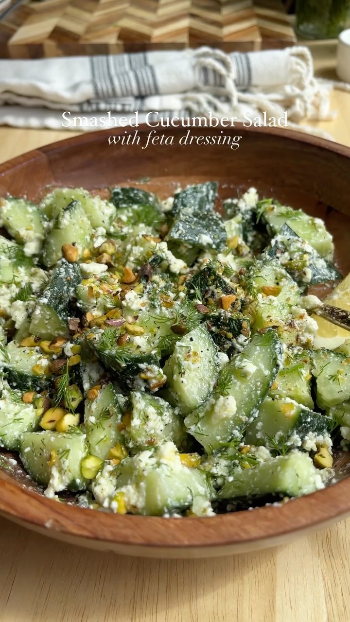 Smashed Cucumber Salad with Feta Dressing