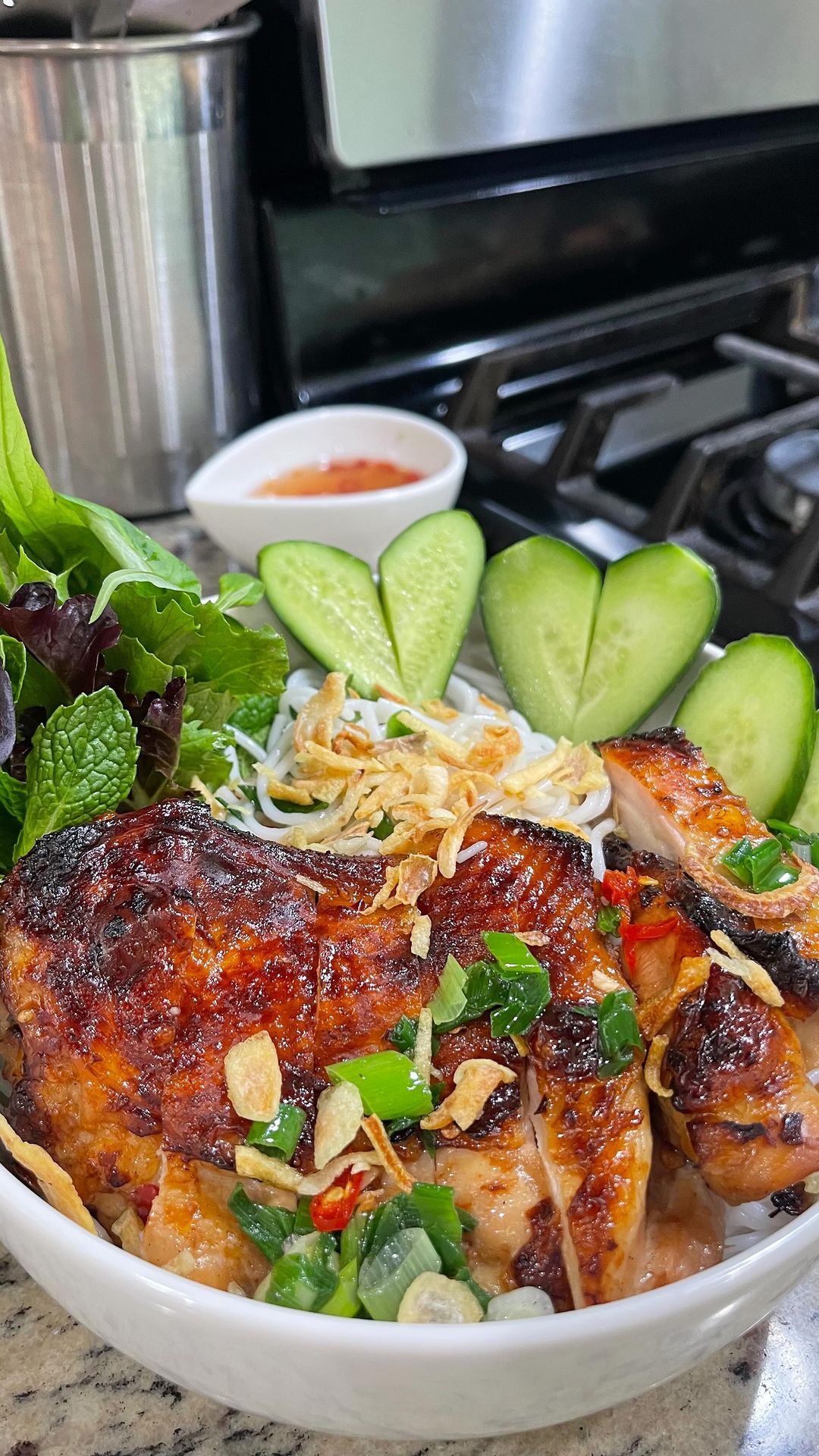 Air Fry Vietnamese Lemongrass Chicken Noodle Bowl