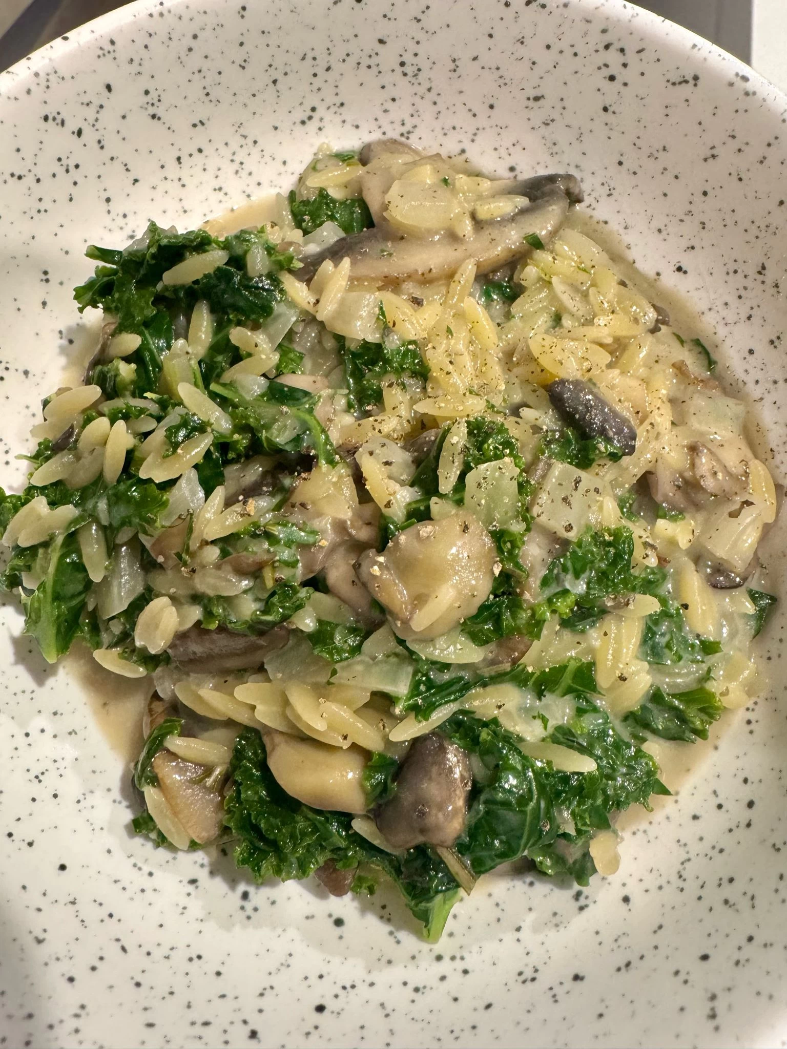 Creamy Mushroom and Kale Orzo