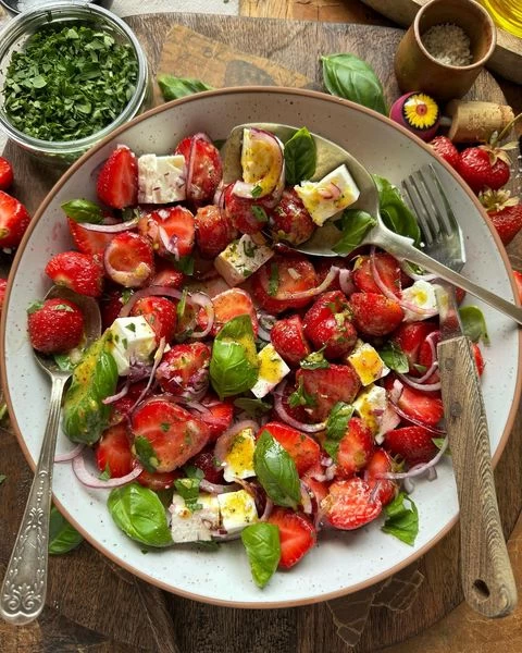 Strawberry Feta Basil Salad