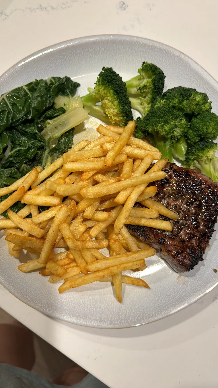 Steak with Vegetables and Fries