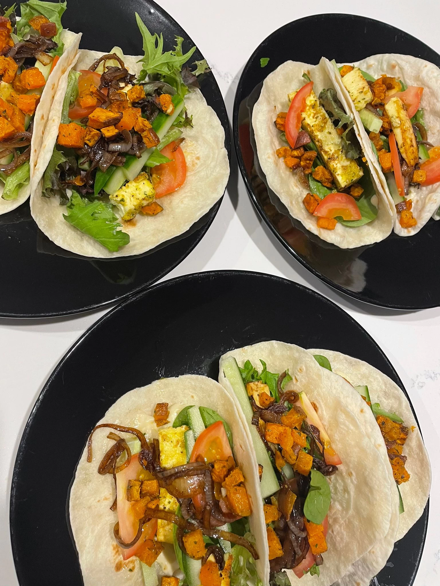 Veggie Tacos with Roasted Sweet Potatoes and Paneer