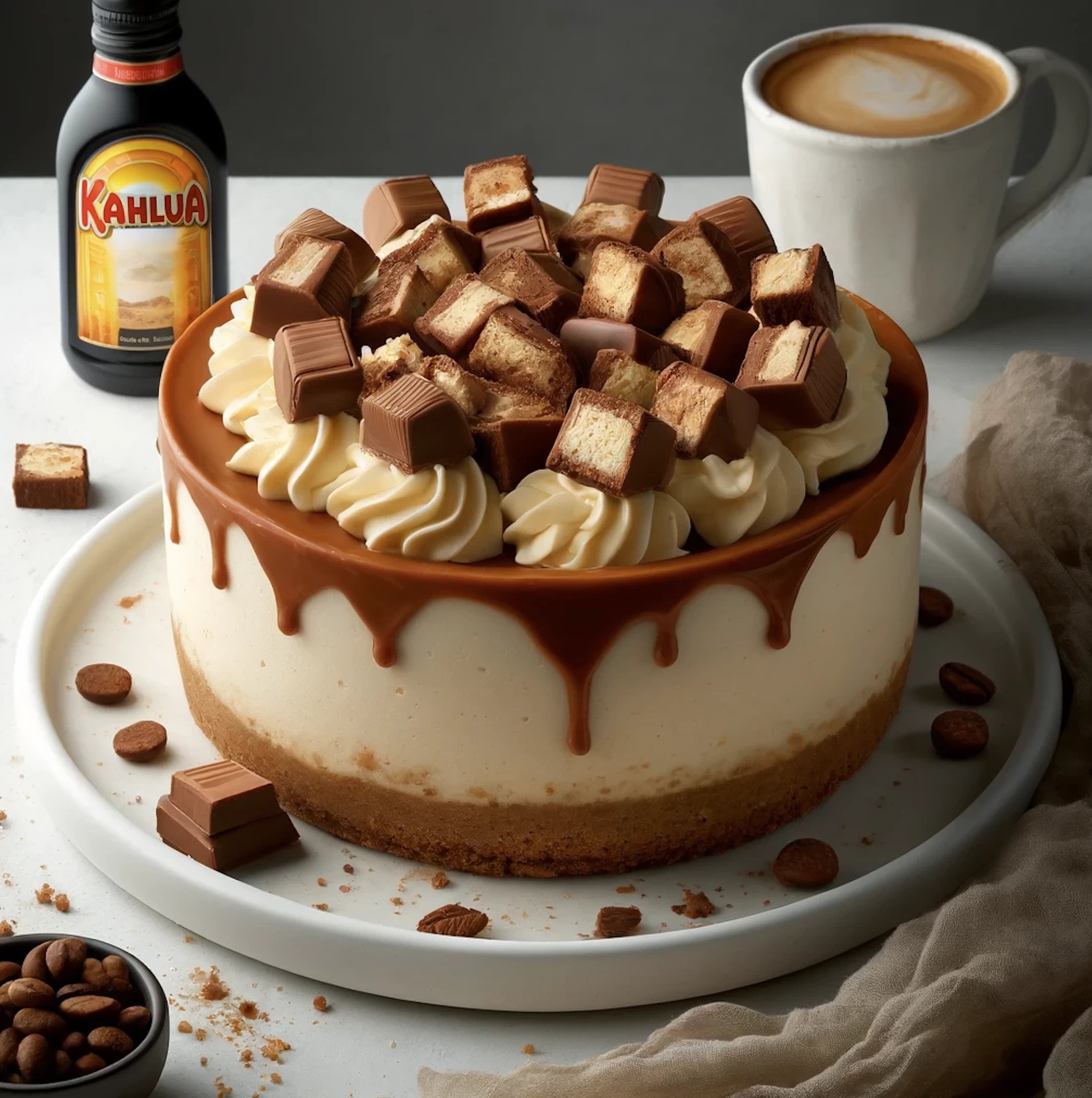 Kahlua and Mars Bar Cheesecake